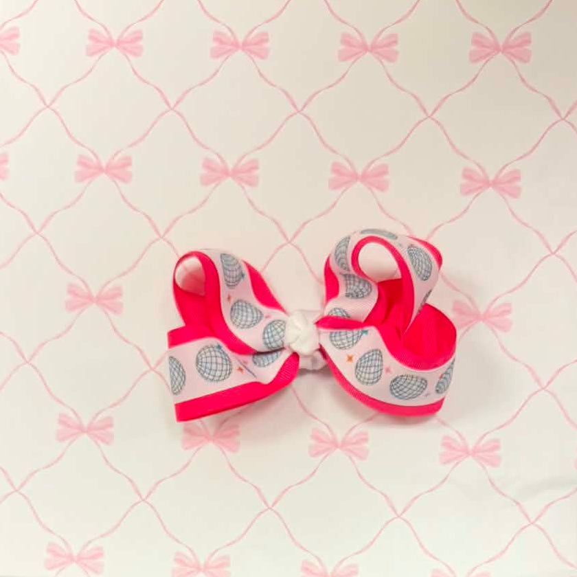 4.5" Hot Pink Disco Hairbow