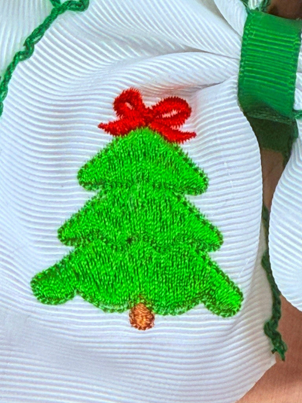 Christmas Tree Embroidered Hair Bow | Clip or Headband