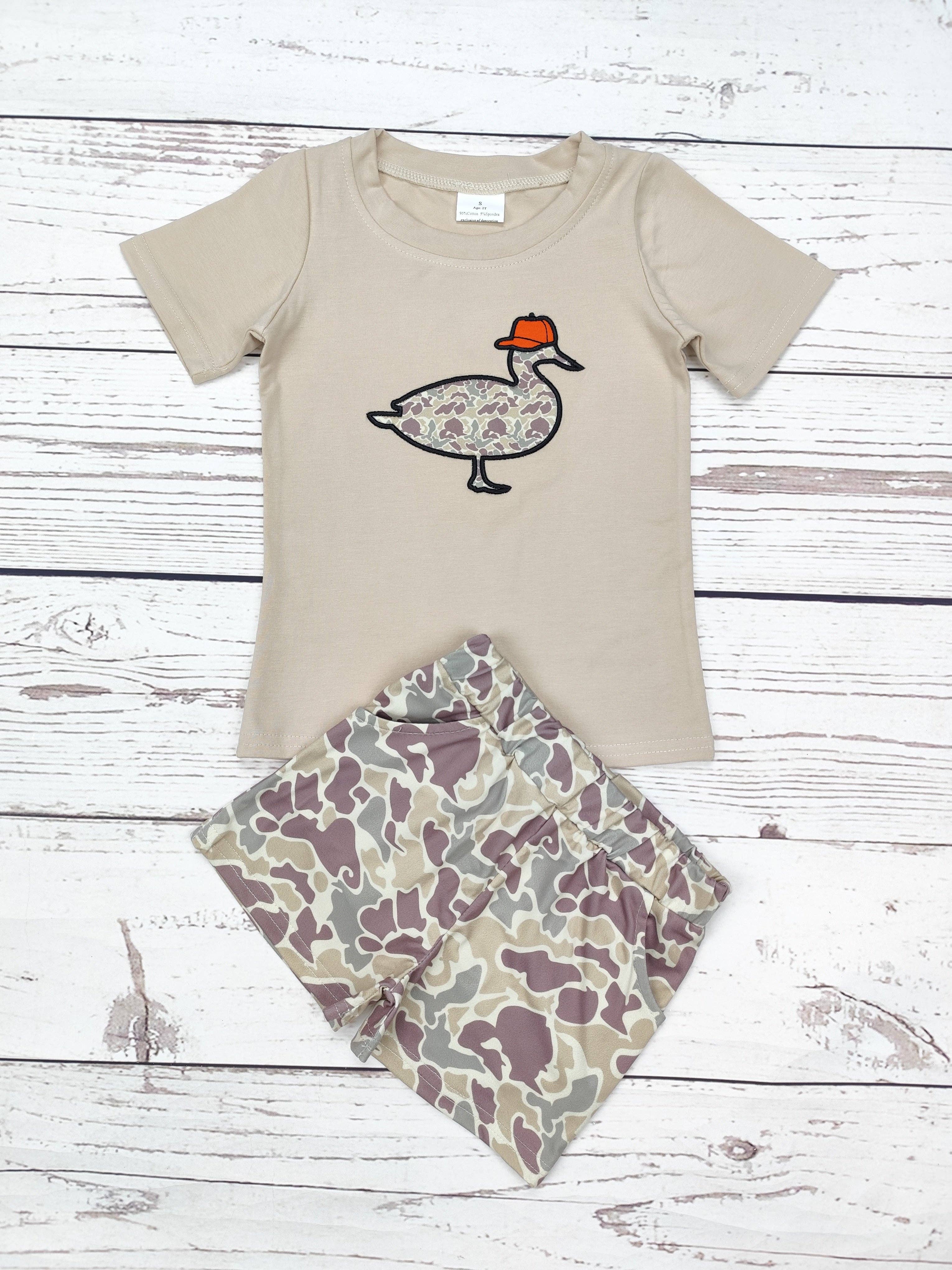 Boys Camo Duck Appliqué Shorts Set
