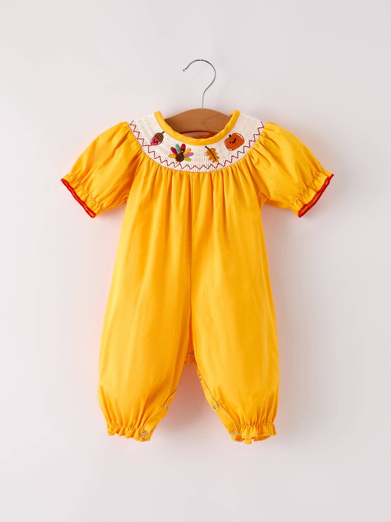 Fall Thanksgiving Smock Girl Romper