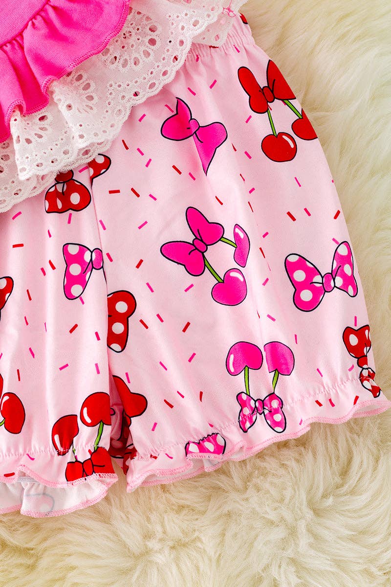 Cherry bubble shorts set