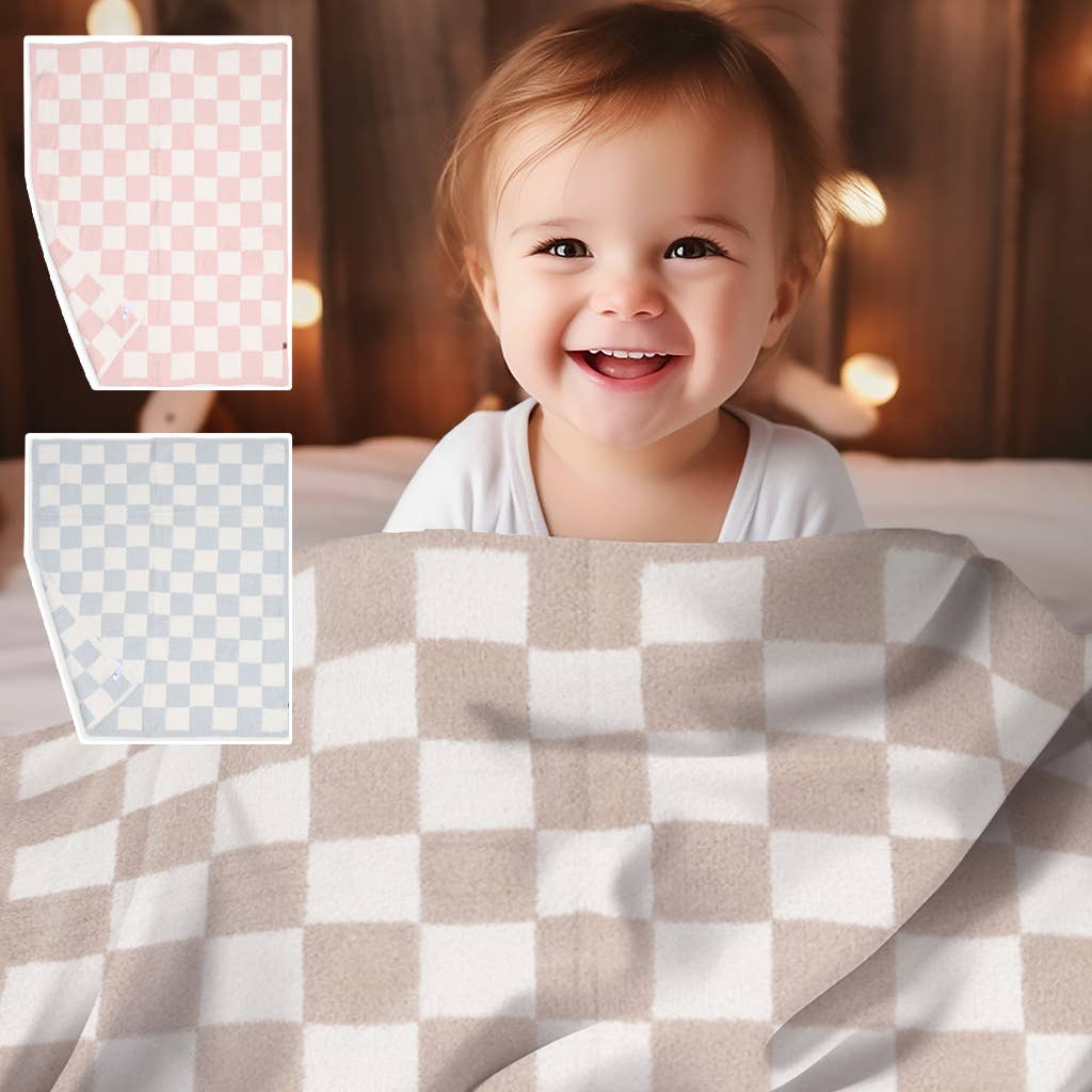 Kids Checkered Pattern Soft Throw Blanket