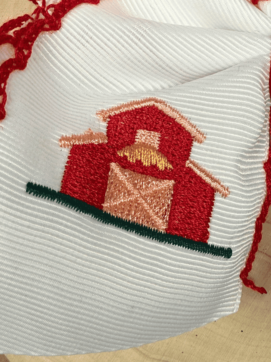 Little Red Farmhouse Barn Embroidered Hair Bow | Clip or Headband