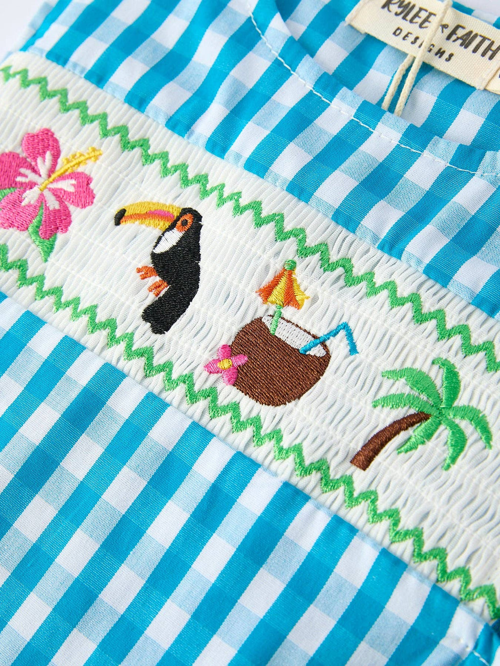 Tropical Embroidered Boys Romper