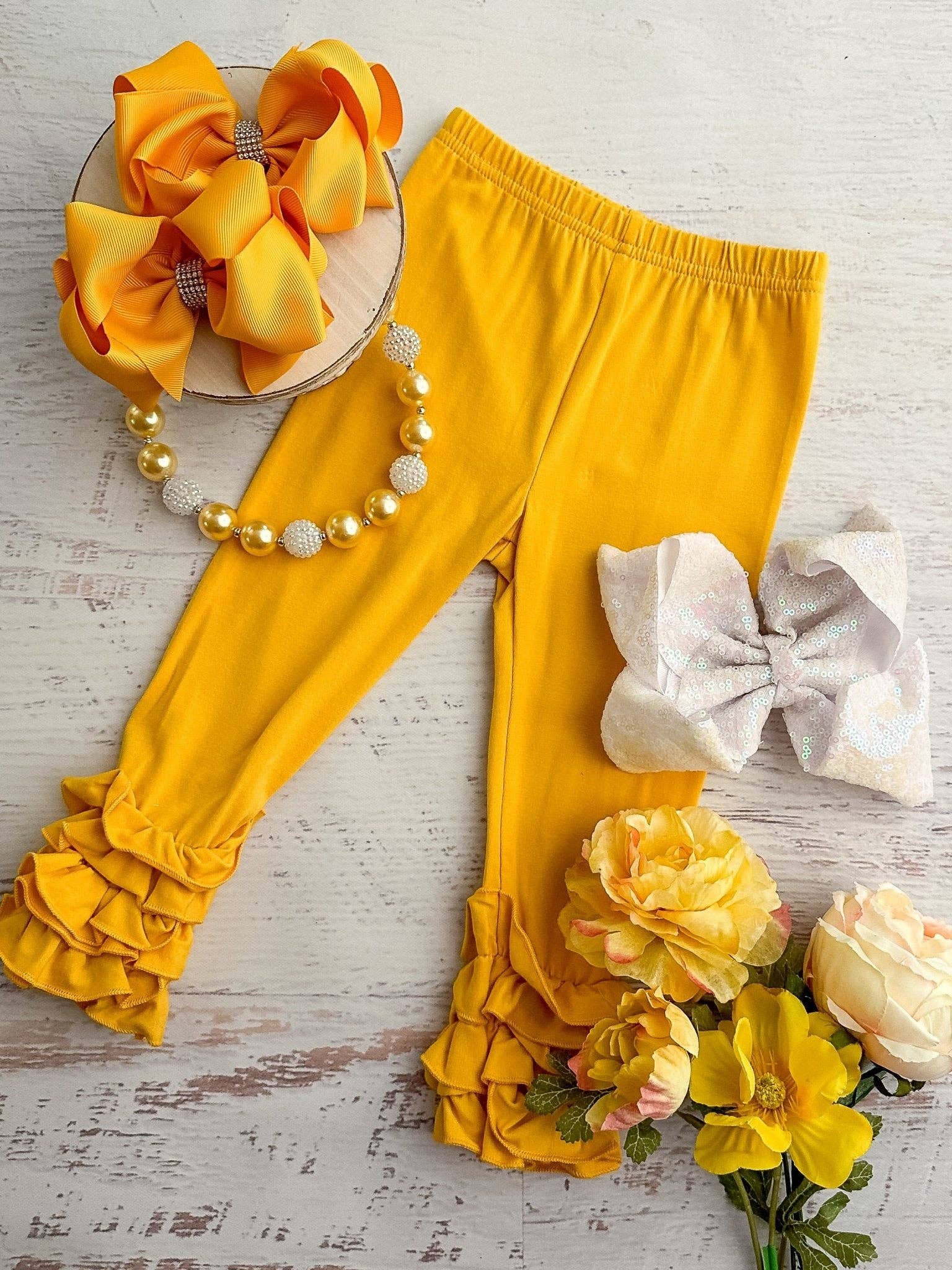 Solid Ruffled Fitted Icing Leggings