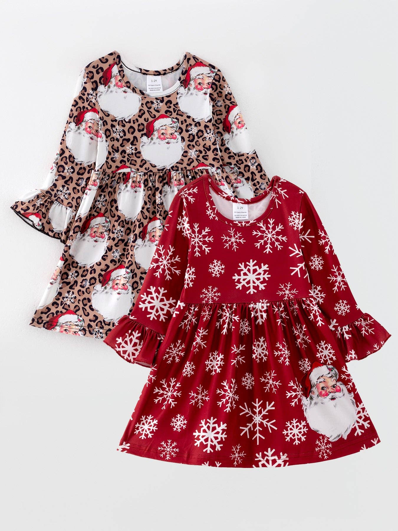 Christmas Girls Santa Print Dress