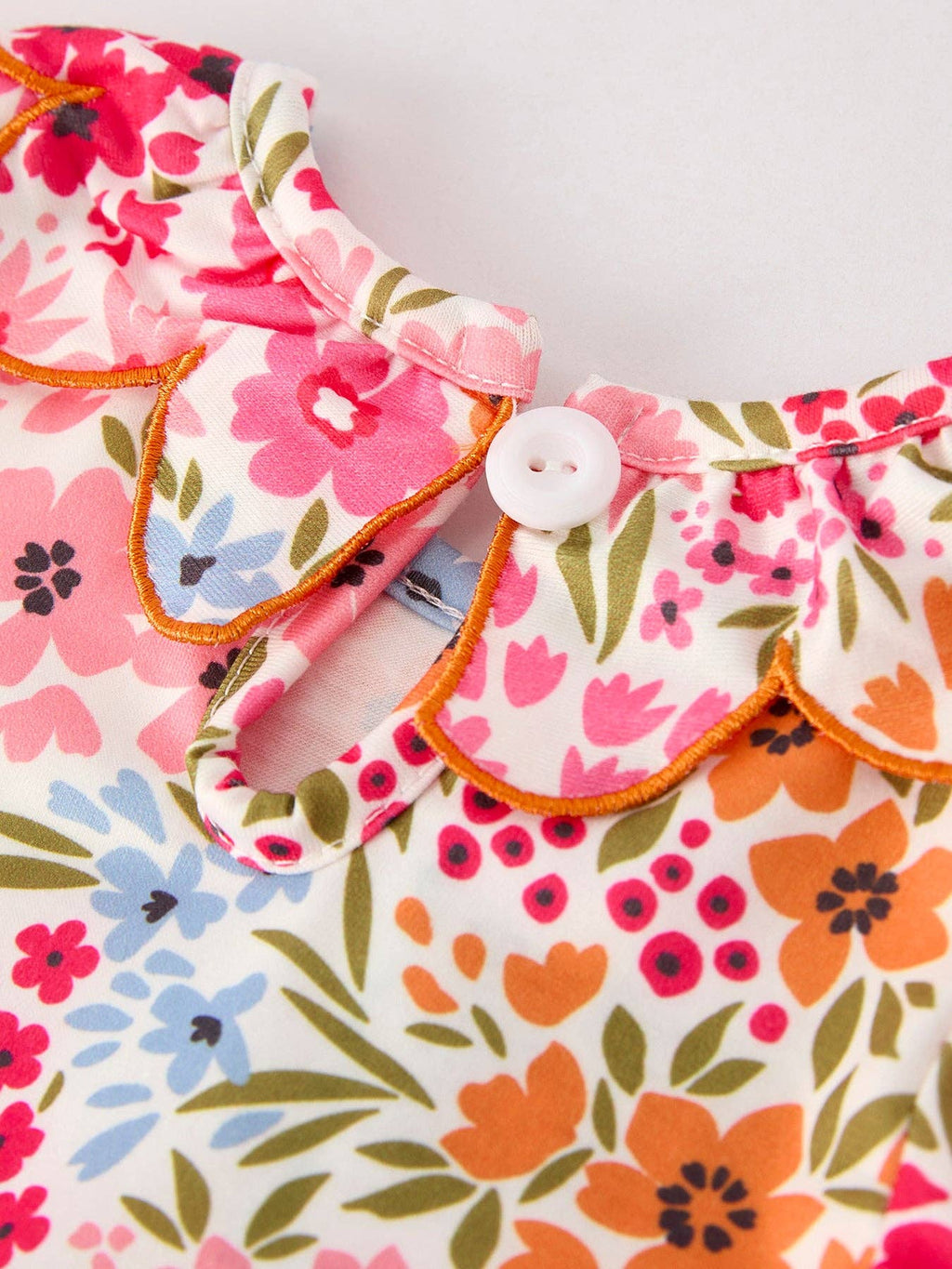 Pumpkin Bow Smock Floral Romper