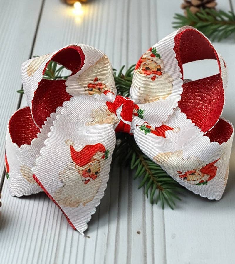 6" Santa & glittery Hair bow