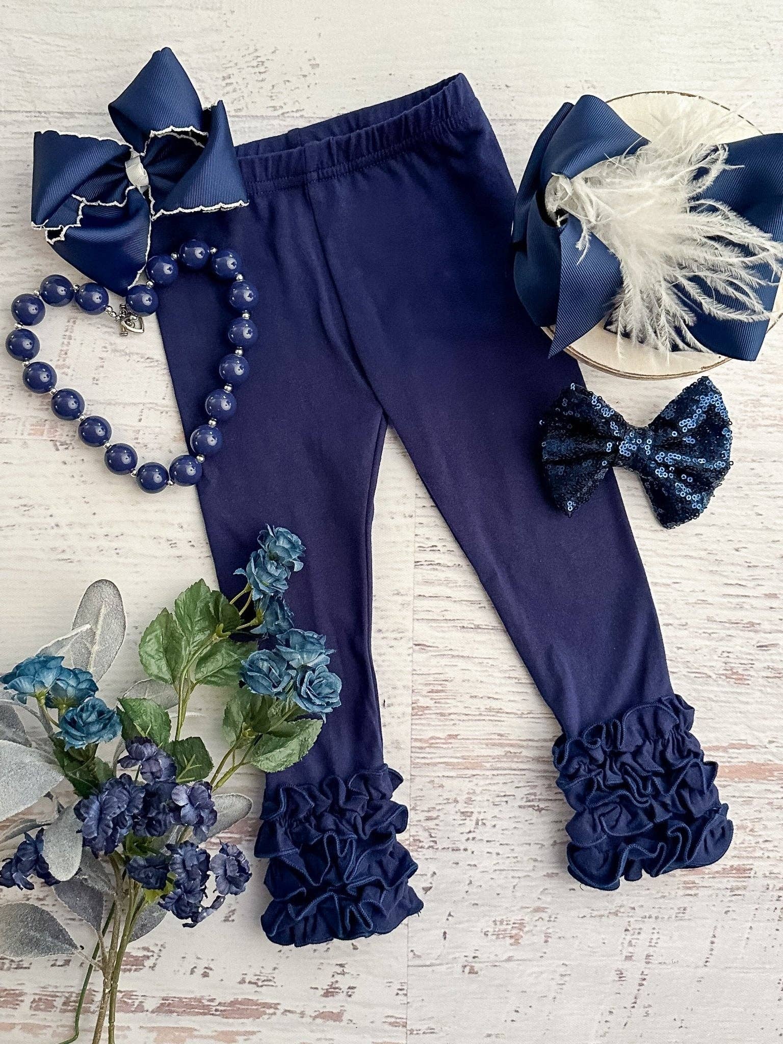 Solid Ruffled Fitted Icing Leggings