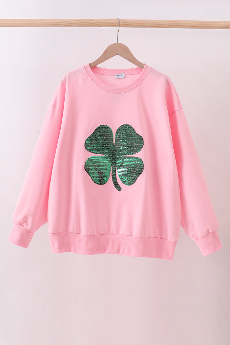 Pink clover glitter mom&me top