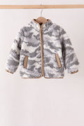 Grey camouflage fleece jacket
