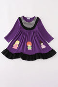 Purple witch applique dress