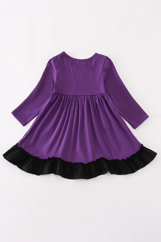 Purple witch applique dress