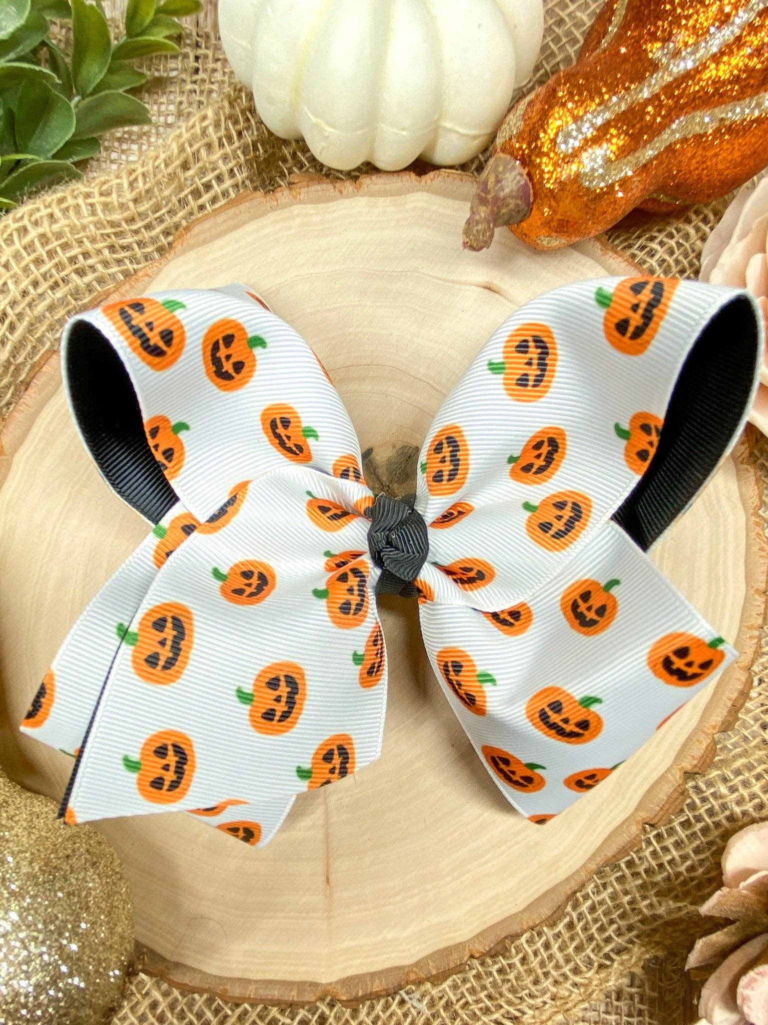 Jack-O-Lantern Hair Bow | Halloween Hair Bow | Clip or Headband