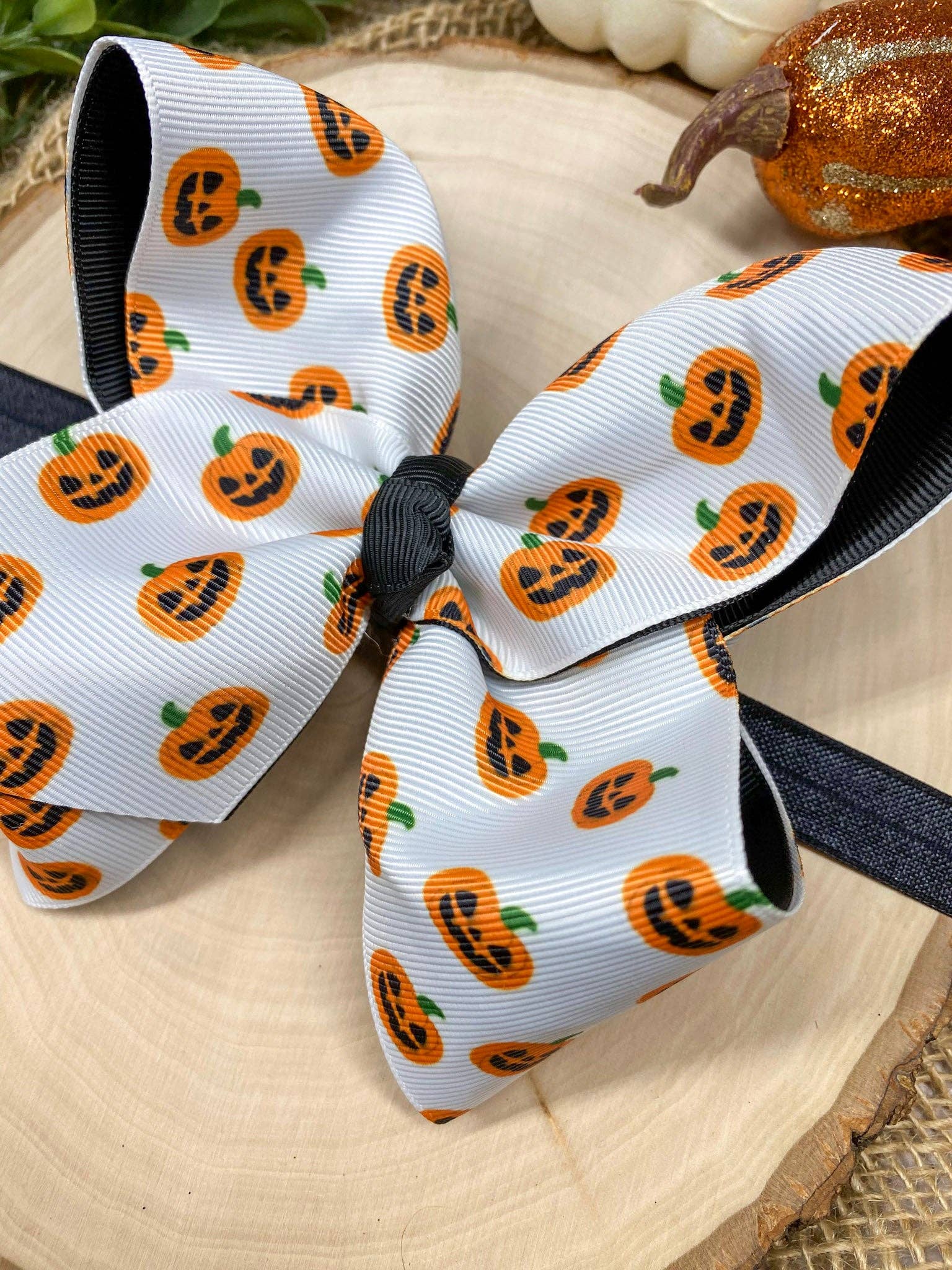 Jack-O-Lantern Hair Bow | Halloween Hair Bow | Clip or Headband