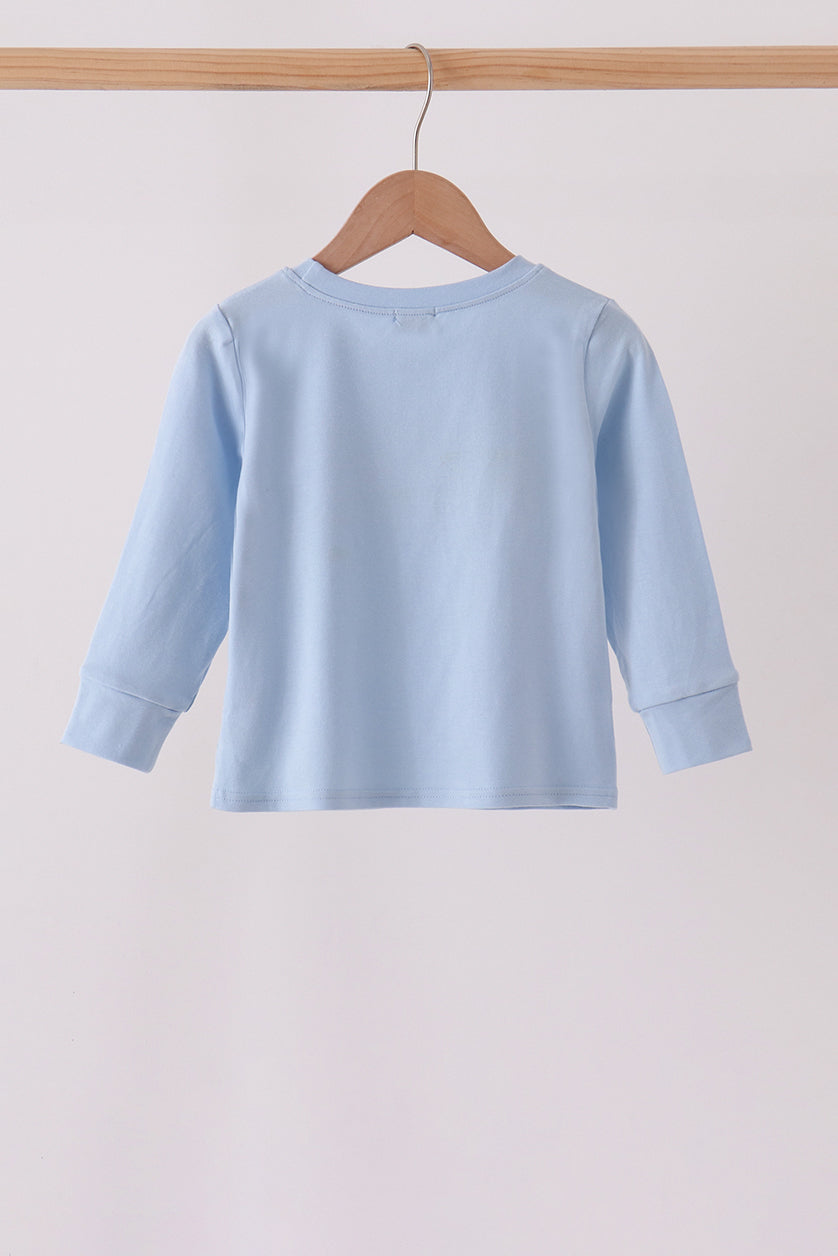 Blue big brother embroidery top