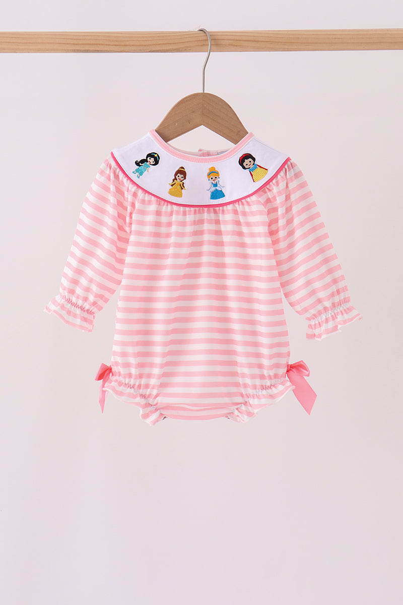 Pink Stripe Princess Embroidery Bubble