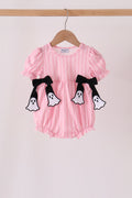 Pink ghost applique stripe bubble