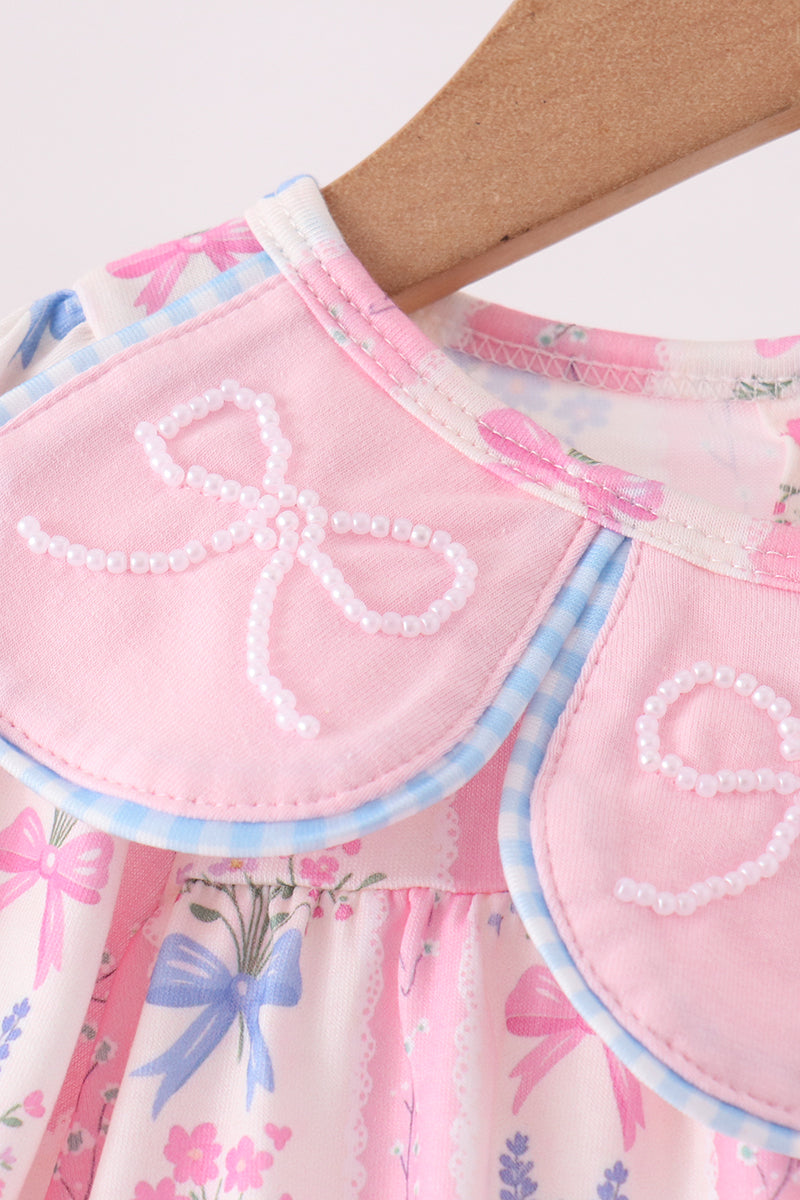 Pink Pearl Bow Floral Bubble