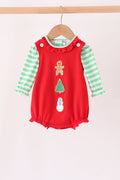 Red Gingerbread Tree Embroidery Bubble Set
