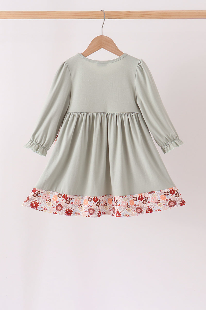 Sage Turkey Applique Dress