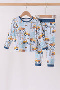 Blue Construction Trucks Bamboo Pajama Set
