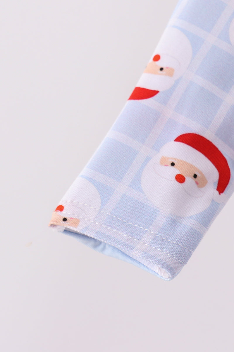 Blue Santa Claus Zip Bamboo Romper