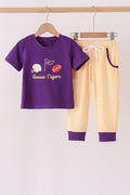 Purple LSU Geaux Tigers Embroidery Pants Set