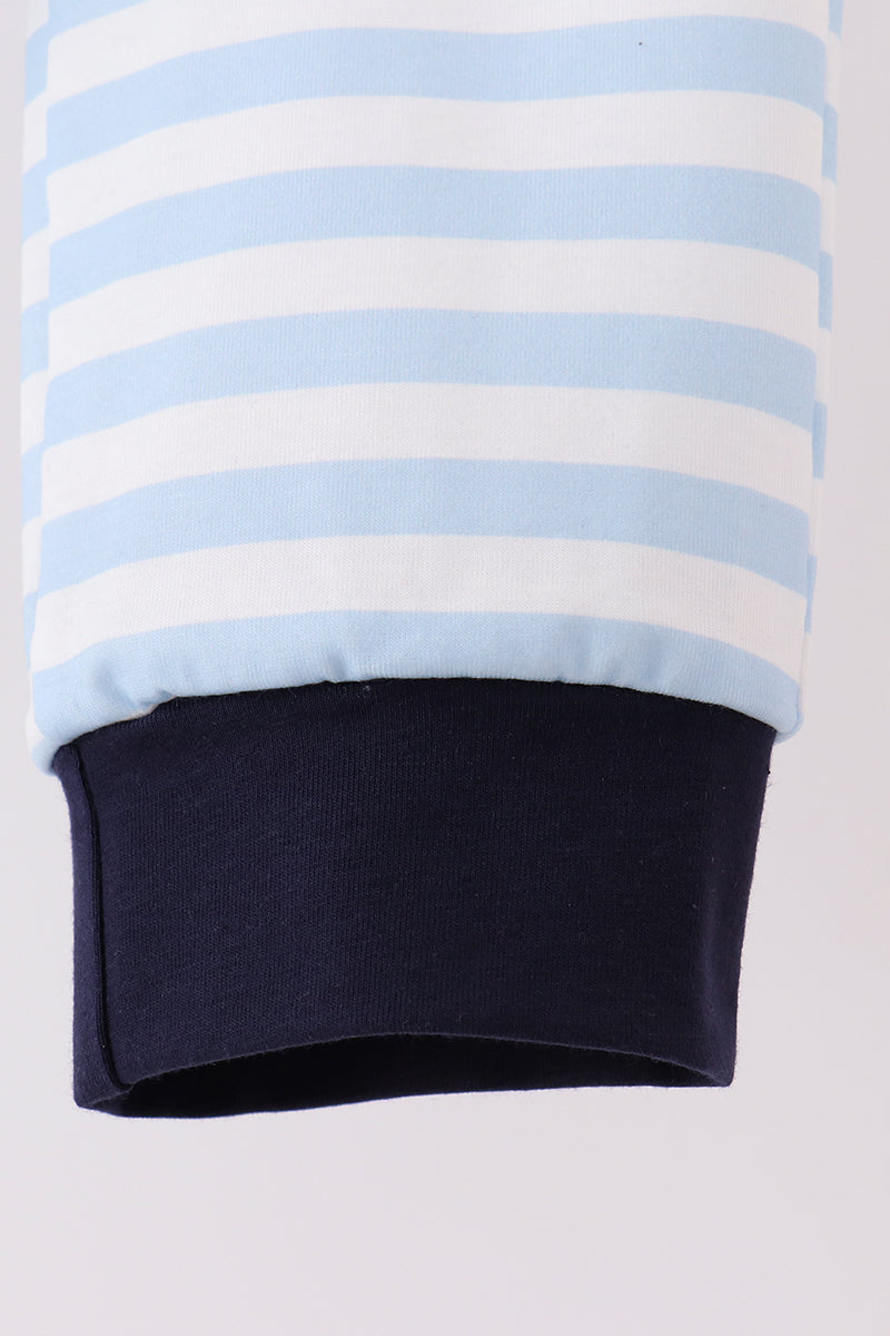Navy Airplane Embroidery Pants Set
