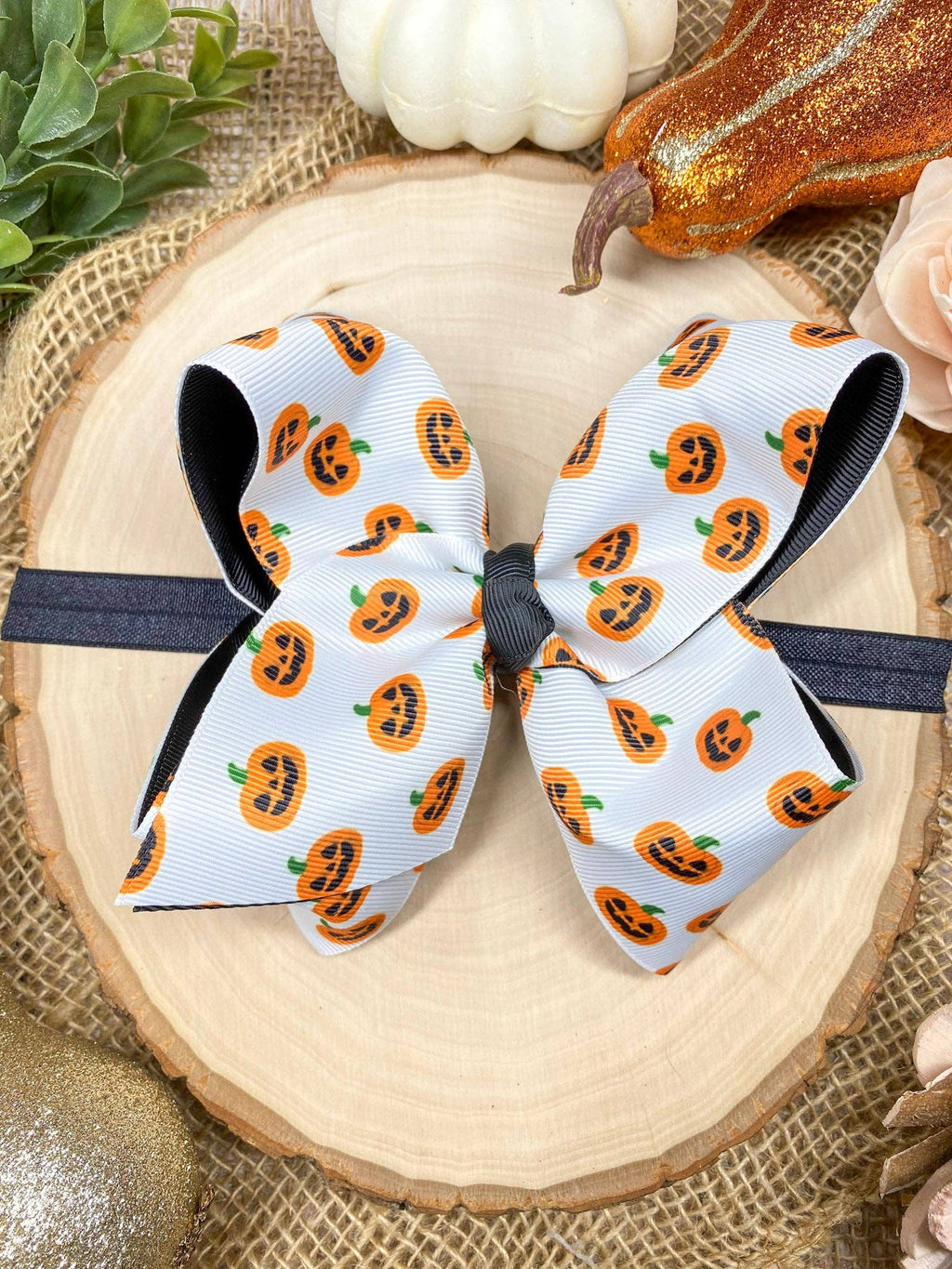 Jack-O-Lantern Hair Bow | Halloween Hair Bow | Clip or Headband