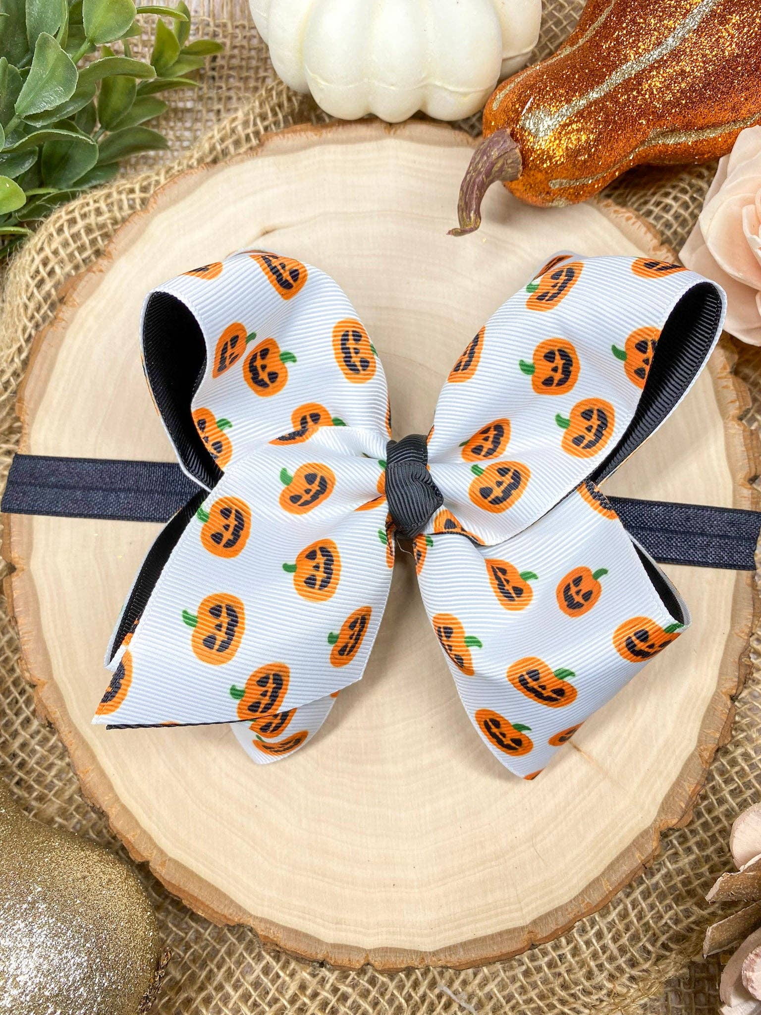 Jack-O-Lantern Hair Bow | Halloween Hair Bow | Clip or Headband