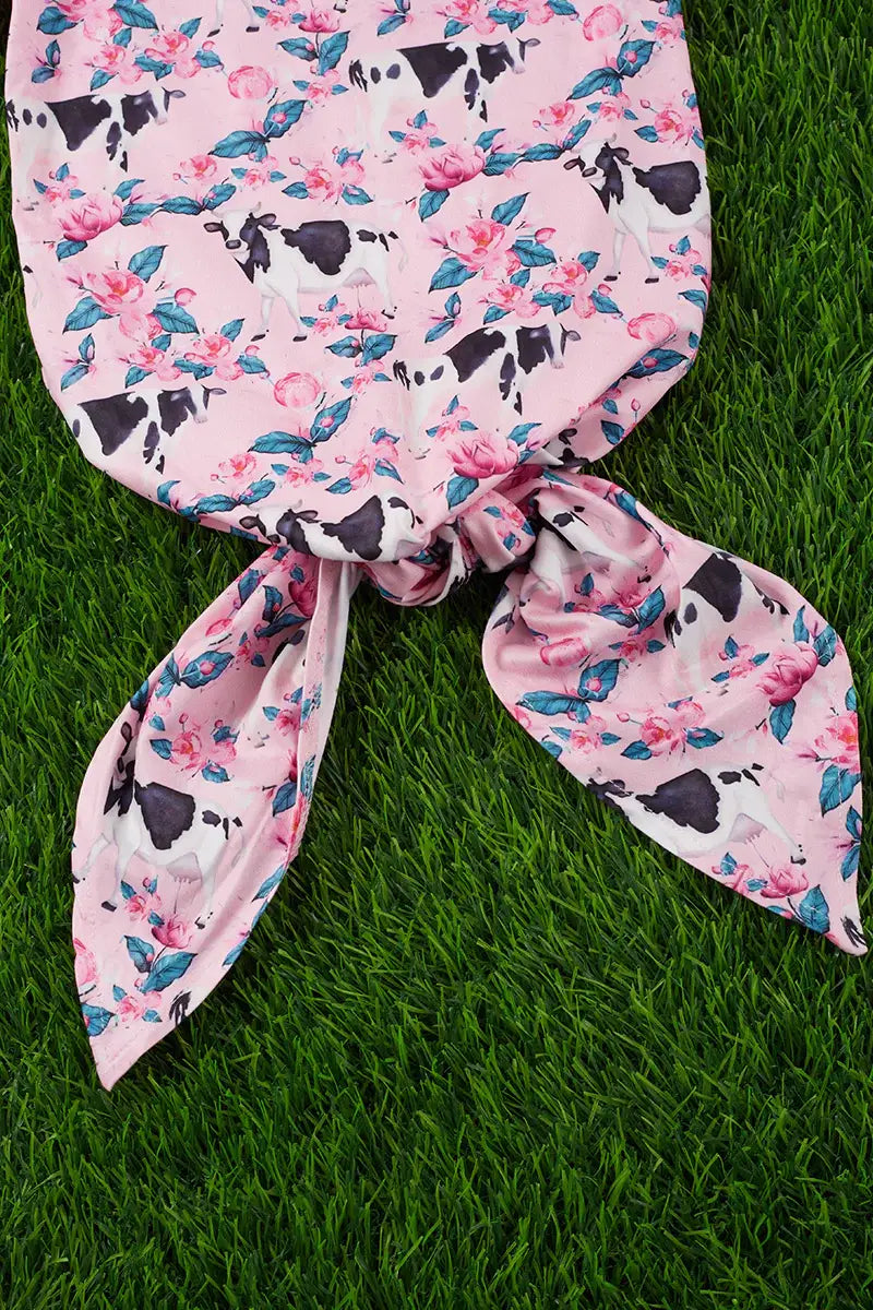 COW/FLORAL BABY GOWN