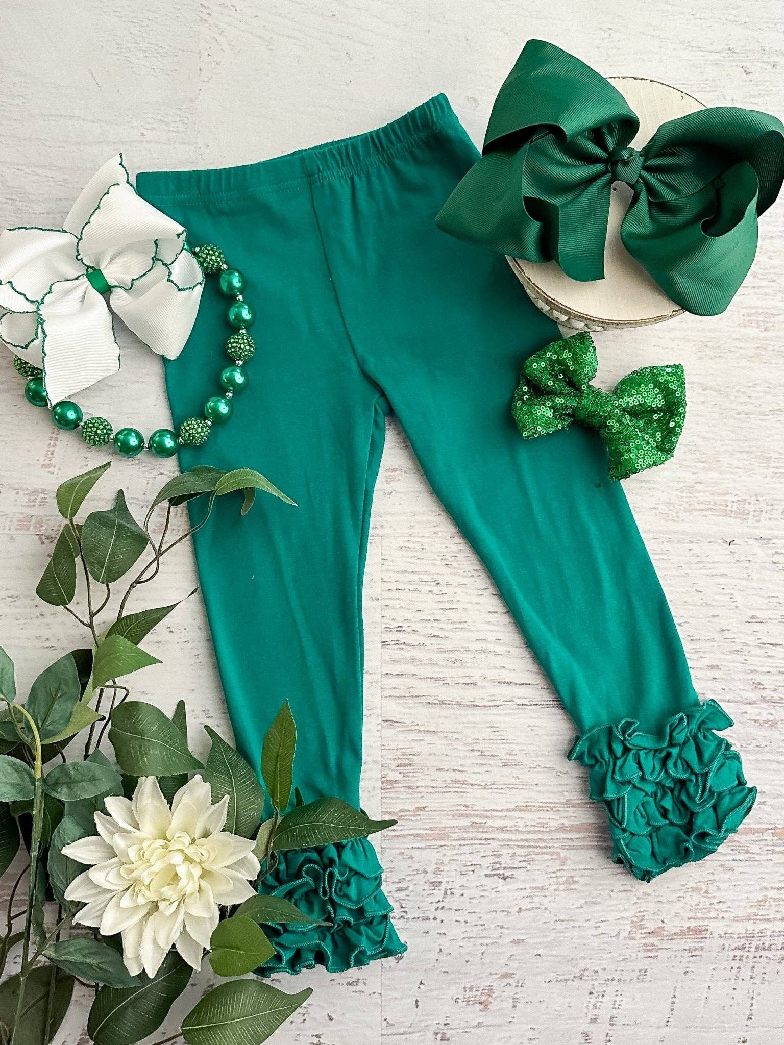 Solid Ruffled Fitted Icing Leggings