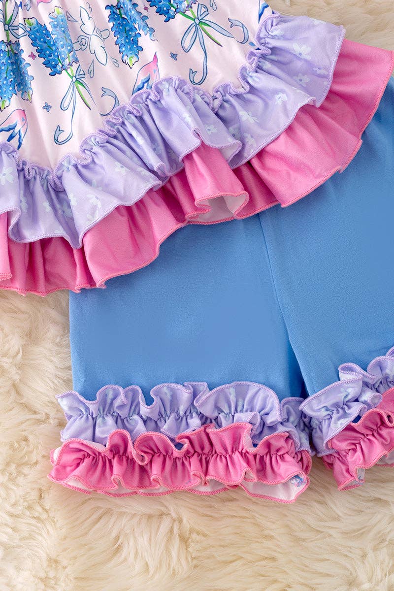 Bluebonnet ruffle top & short set