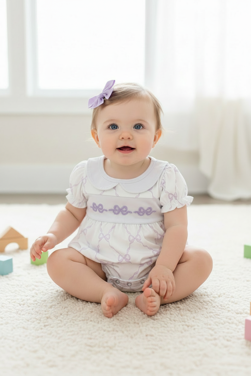 Girls Bow Appliqué Bubble