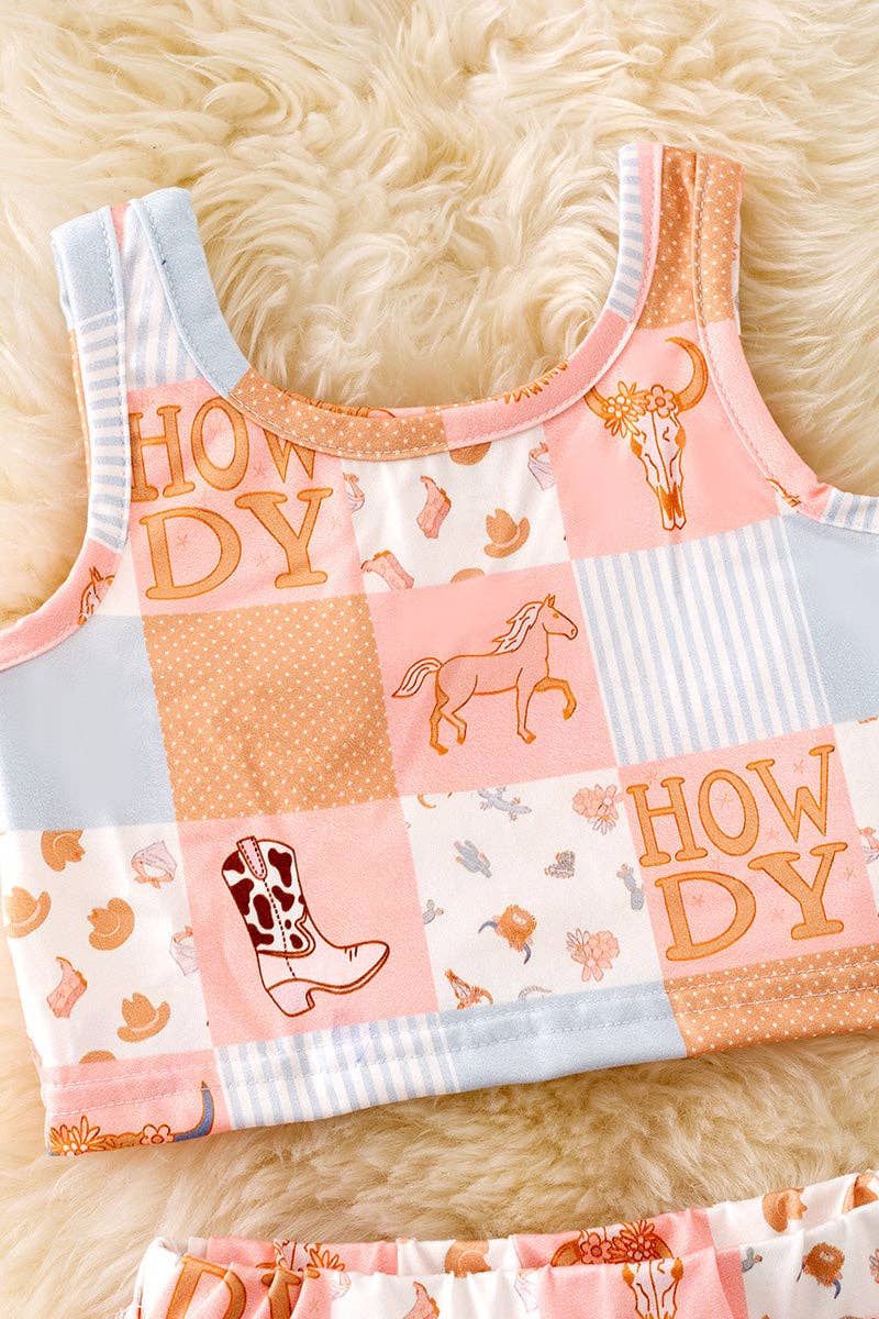 Howdy printed skort set