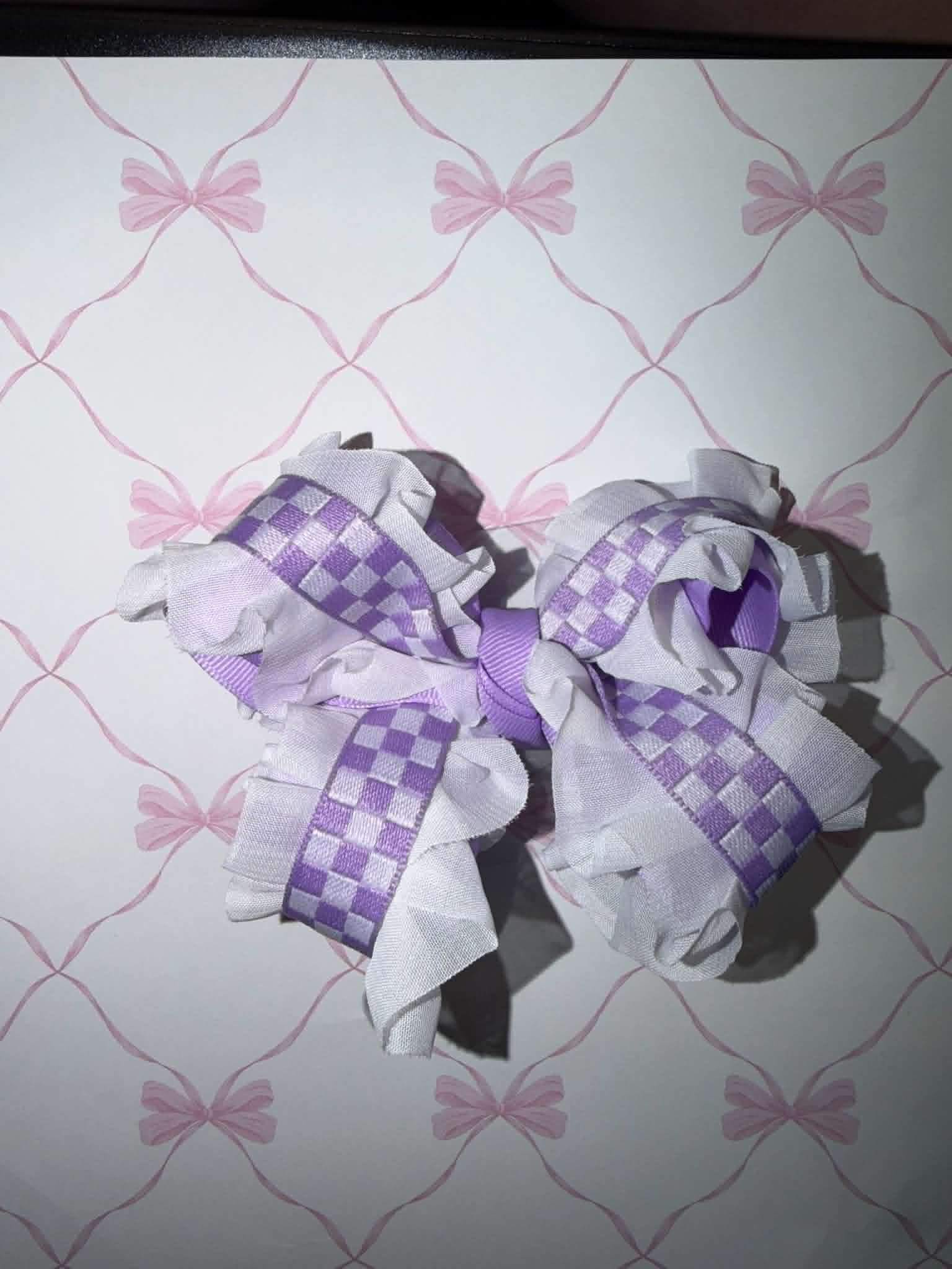 4" Purple Checked Hairbow