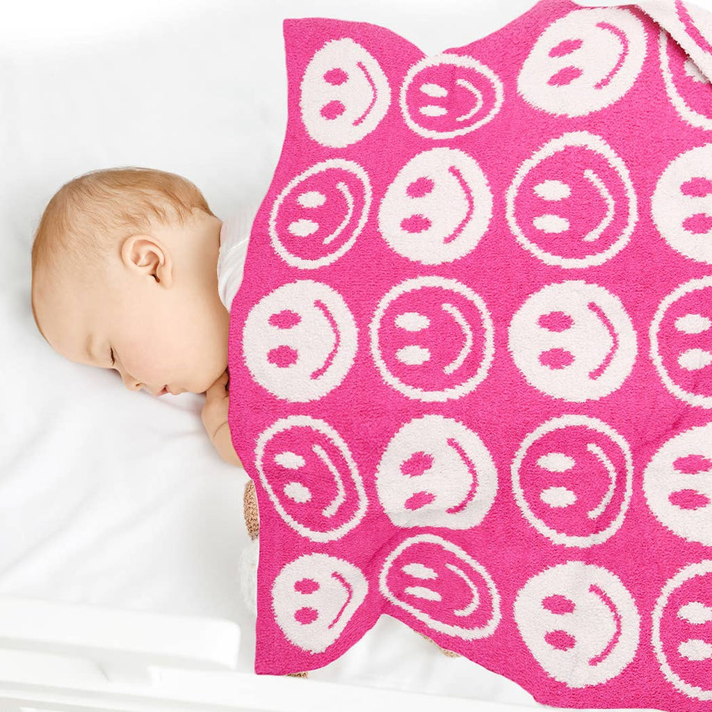 Happy Face Pattern Kids Throw Blanket