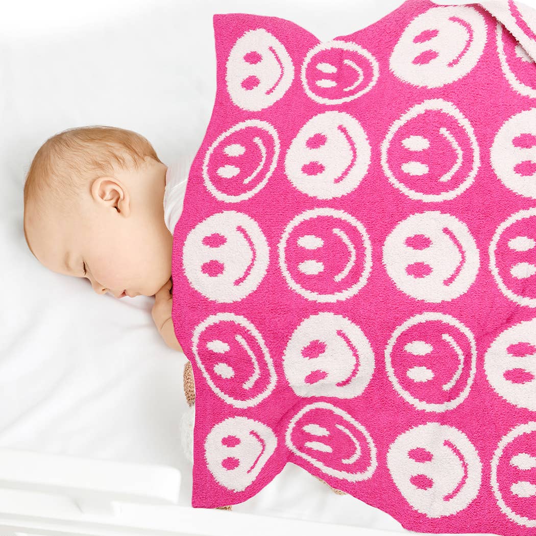 Happy Face Pattern Kids Throw Blanket