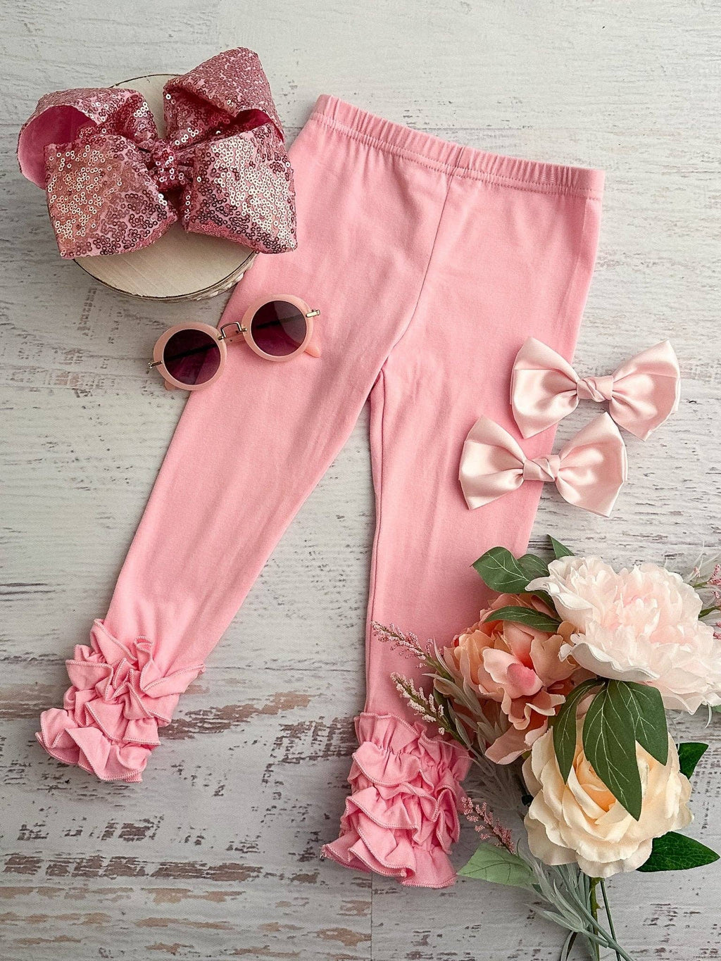 Solid Ruffled Fitted Icing Leggings