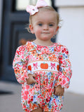 Pumpkin Bow Smock Floral Romper
