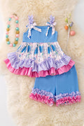 Bluebonnet ruffle top & short set