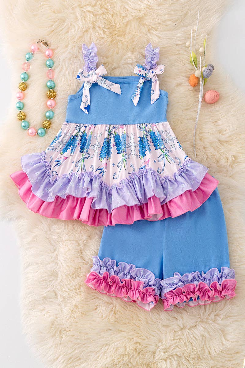 Bluebonnet ruffle top & short set