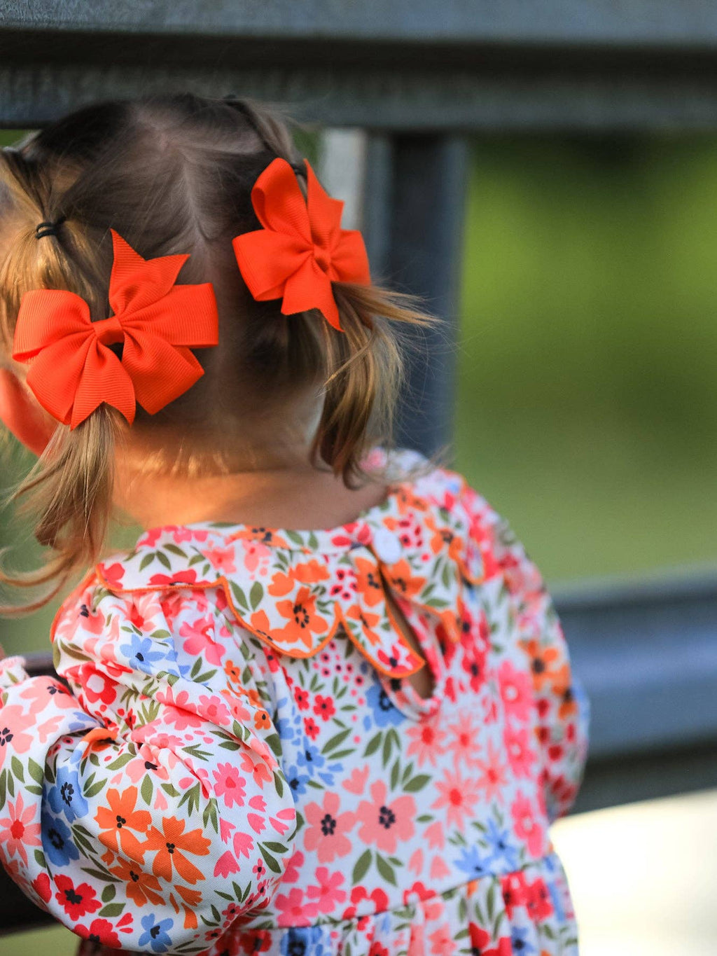 Pumpkin Bow Smock Floral Dress