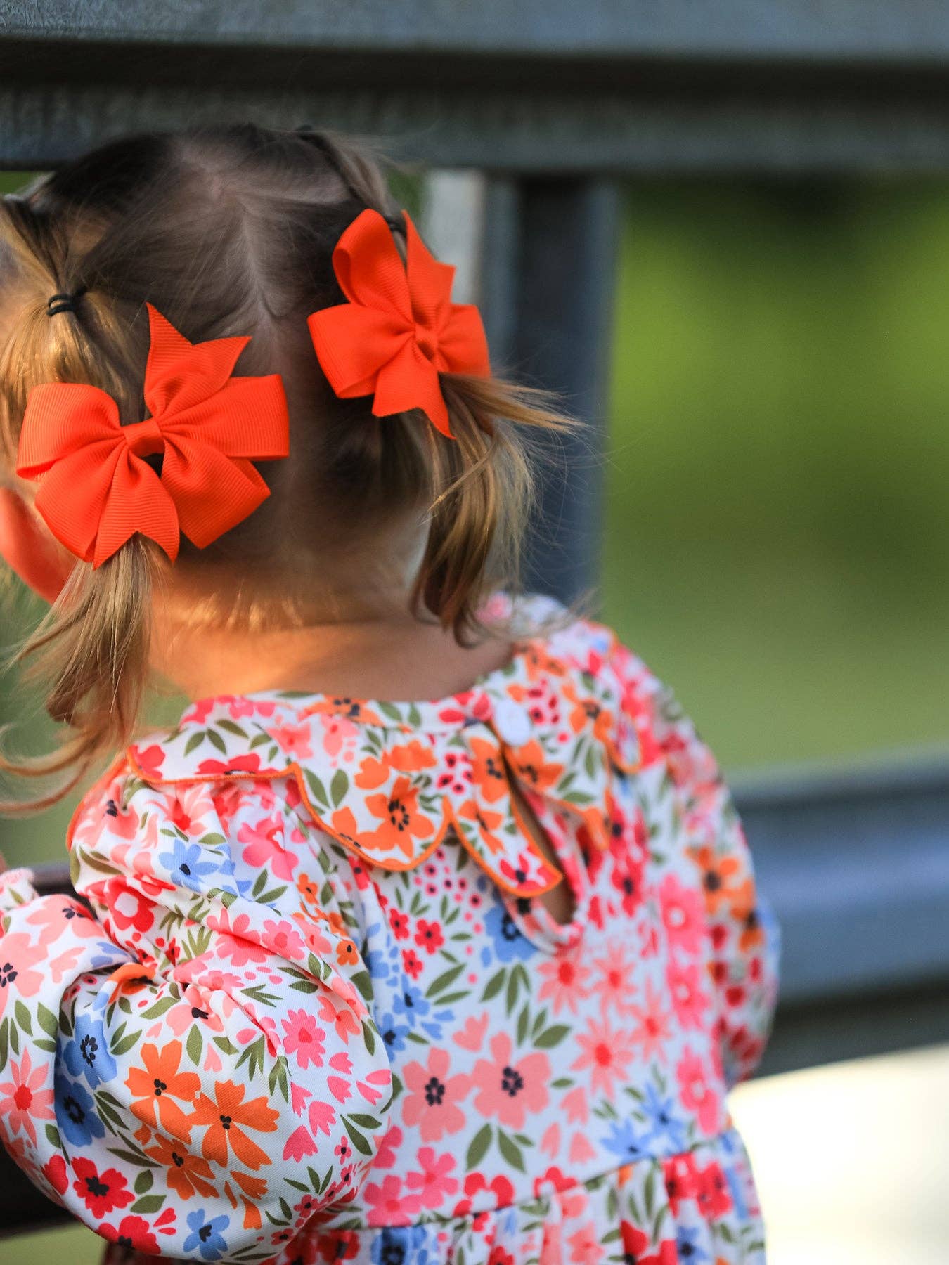 Pumpkin Bow Smock Floral Dress