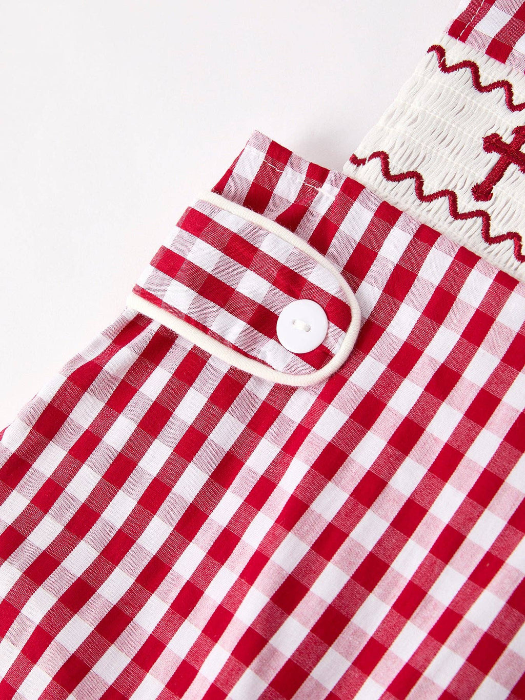 Red Smocked Church Boys Romper