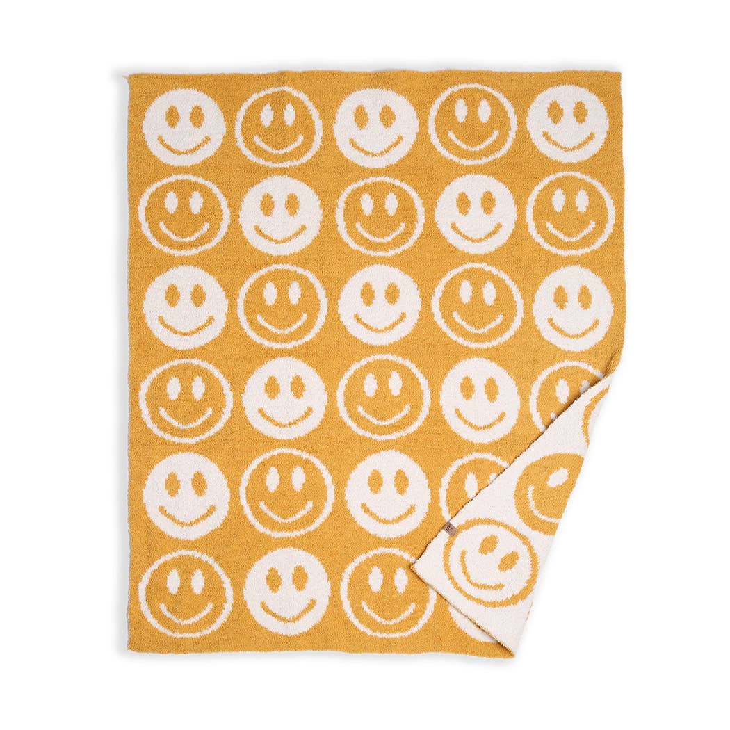 Happy Face Pattern Kids Throw Blanket