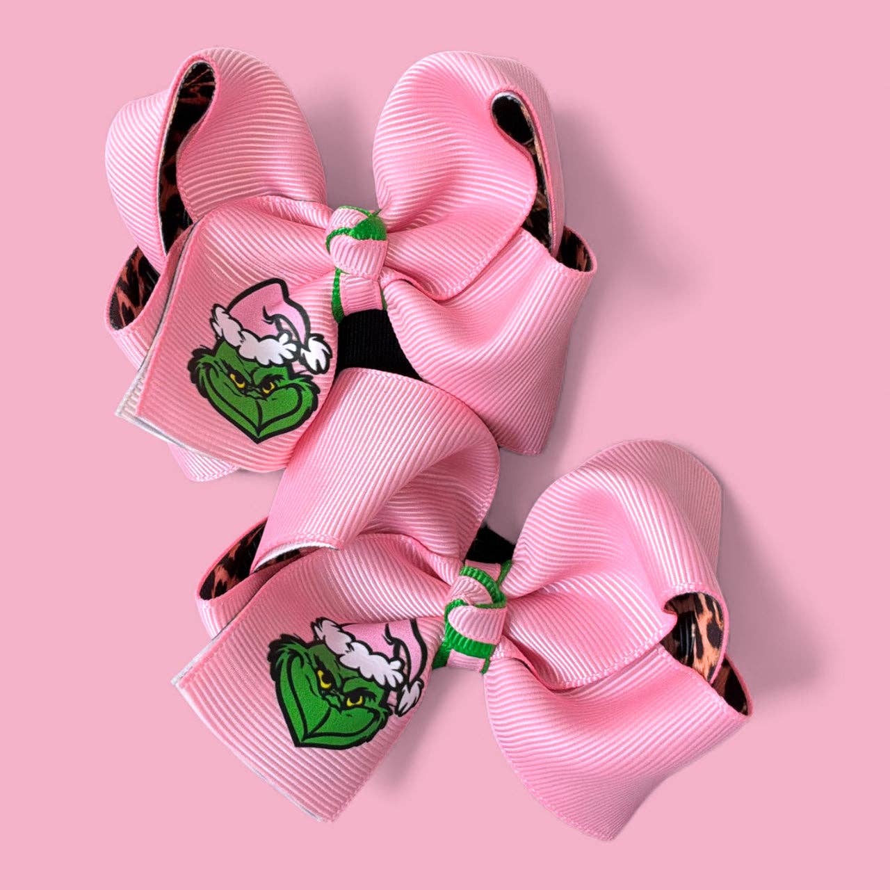 3" 2pc set Grinch hair bow on clip
