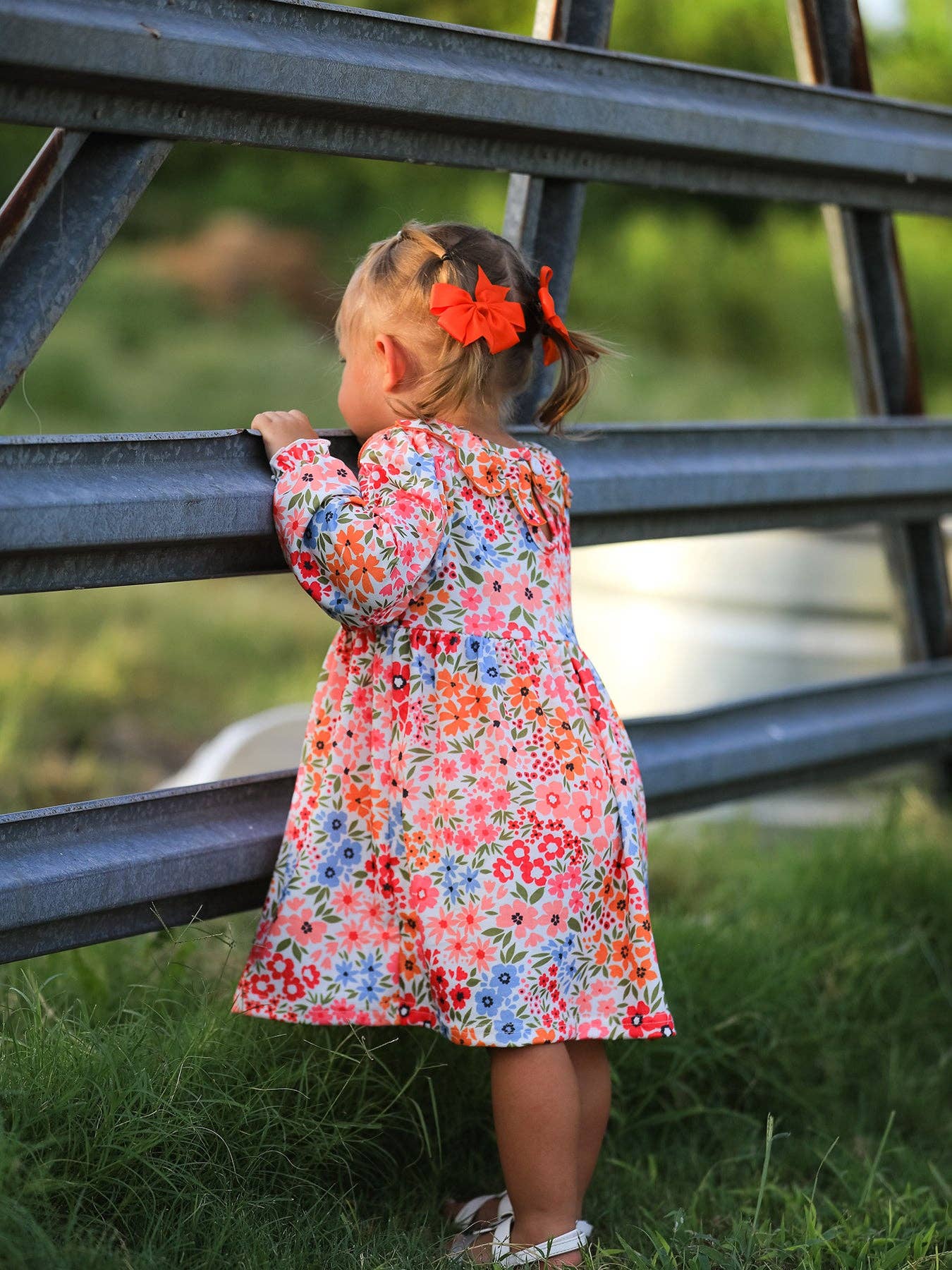 Pumpkin Bow Smock Floral Dress