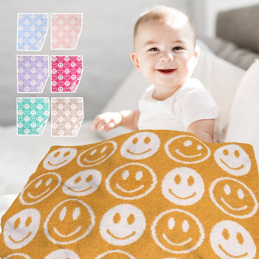 Happy Face Pattern Kids Throw Blanket